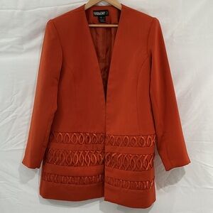 Elegant Orange Blazer with Unique Patterns